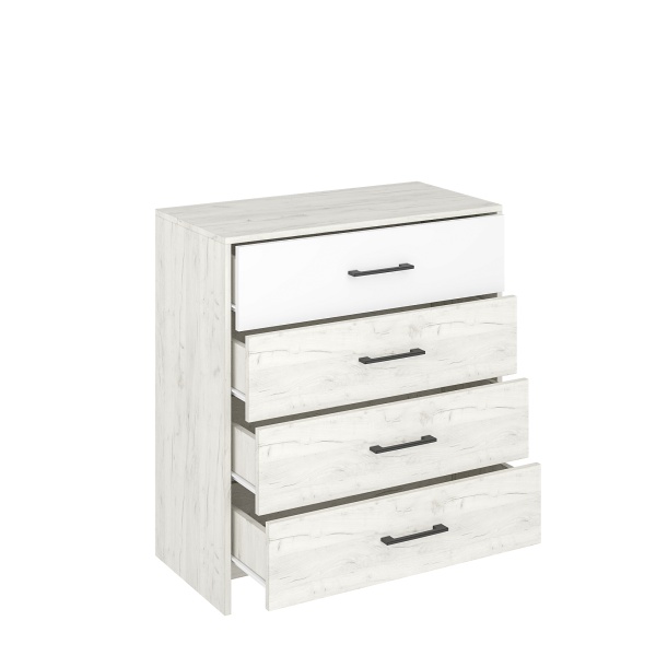 мс для спальни Дублин КМ4Я-800 дуб крафт белый/белый+дуб крафт белый