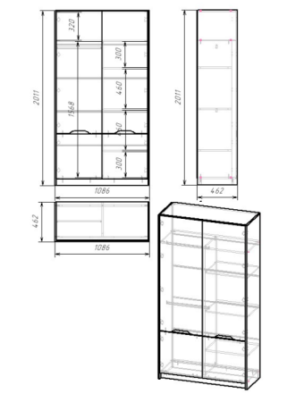 RICH Шкаф ШК-002 Дуб Крафт золотой / Кенди U9114 (УД) / Сумеречный голубой