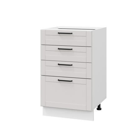 Шкаф нижний с ящиками ШНЯ 500 Корпус: ЛДСП белый 16мм; фасад: фрезеровка Диада, МДФ лофт крем 16 мм