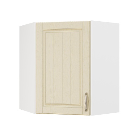 Шкаф верхний угловой ШВУ 600 Корпус: ЛДСП белый 16мм; фасад: фрезеровка Лондон, МДФ дуб крем 16мм