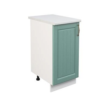 Шкаф нижний ШН 400 Корпус: ЛДСП белый 16мм; фасад: фрезеровка Лондон, МДФ дуб изумруд 16мм