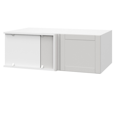 Шкаф верхний угловой антресоль ШВУА 1000 Корпус: ЛДСП белый 16мм; фасад: фрезеровка Диада, МДФ лофт крем 16 мм