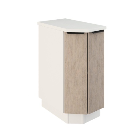 Шкаф нижний торцевой ШНТ 360 Корпус: ЛДСП белый 16мм; фасад: фрезеровка Норд, МДФ камень беж 16 мм