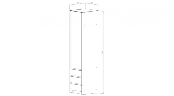 Бостон Пенал 3 ящика Дуб вотан / Венге