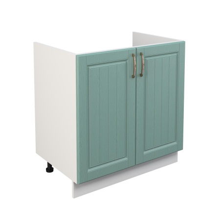 Шкаф нижний под мойку ШНМ 800 Корпус: ЛДСП белый 16мм; фасад: фрезеровка Лондон, МДФ дуб изумруд 16мм