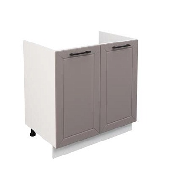 Шкаф нижний под мойку ШНМ 800 Корпус: ЛДСП белый 16мм; фасад: фрезеровка Кельн, МДФ софт тоффи 16мм