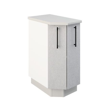 Шкаф нижний торцевой ШНТ 360 Корпус: ЛДСП белый 16мм; фасад: фрезеровка Нувель, МДФ бетон белый 16мм