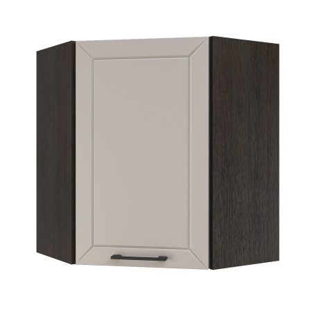 Шкаф верхний угловой ШВУ 600 Корпус: ЛДСП венге 16мм; фасад: фрезеровка Кельн, МДФ софт тоффи 16мм