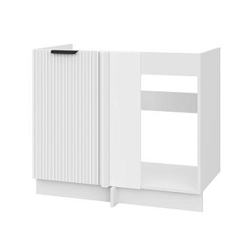 Шкаф нижний угловой  ШНУП 1000 Корпус: ЛДСП белый 16мм; фасад: фрезеровка Норд Line, МДФ софт пломбир 16 мм