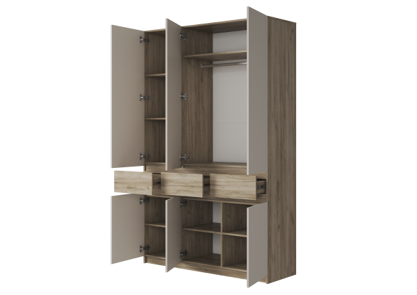 БОСТОН ШК-002 Шкаф 3-ств. ЛДСП (Комплект) Дуб крафт серый / Кашемир БОСТОН ШК-002 Шкаф 3-ств. ЛДСП (Комплект) Дуб крафт серый / Кашемир