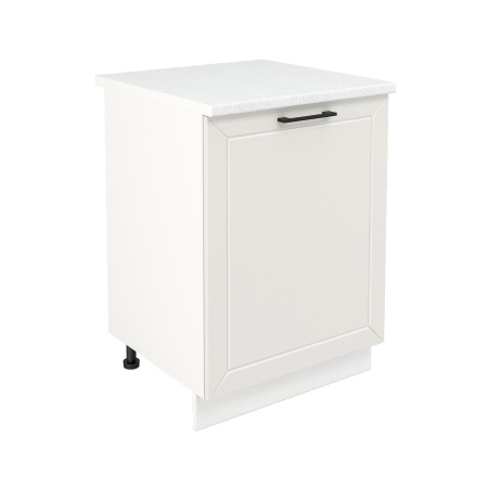 Шкаф нижний ШН 600-1 Корпус: ЛДСП белый 16мм; фасад: фрезеровка Кельн, МДФ софт айвори 16 мм