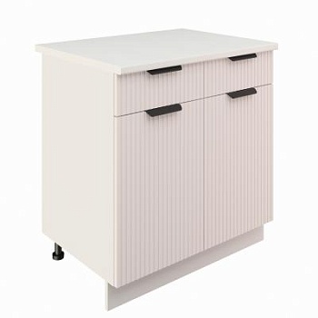 Шкаф нижний с ящиками ШН2Я 800 Корпус: ЛДСП белый 16мм; фасад: фрезеровка Норд Line, МДФ софт даймонд 16 мм