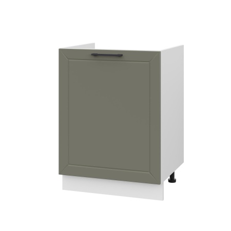Шкаф нижний под мойку ШНМ 600-1 Корпус: ЛДСП белый 16мм; фасад: фрезеровка Кельн, МДФ софт лайт хаки 16 мм
