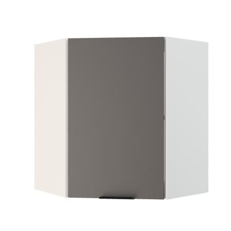 Шкаф верхний угловой ШВУ 600 Корпус: ЛДСП белый 16мм; фасад: фрезеровка Норд, МДФ софт маренго 16 мм