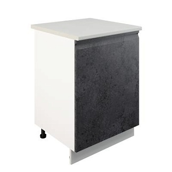 Шкаф нижний ШН 600-1 Корпус: ЛДСП белый 16мм; фасад: фрезеровка Бруклин, МДФ бетон черный 16мм Шкаф нижний ШН 600-1 Корпус: ЛДСП белый 16мм; фасад: фрезеровка Бруклин, МДФ бетон черный 16мм
