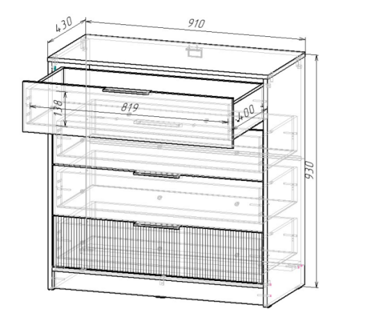 ИВИС Комод КМ-001 Корпус - Дуб Крафт золотой К003  Фасад ЛДСП - Белый (Гладкий)