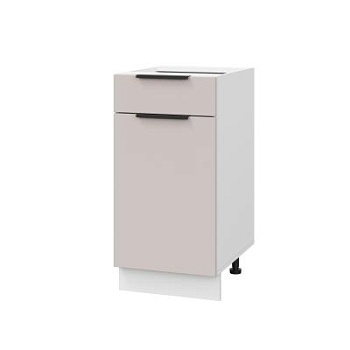Шкаф нижний с ящиком ШН1Я 400 Корпус: ЛДСП белый 16мм; фасад: фрезеровка Оливия, МДФ сиена тауп 16 мм