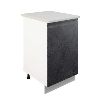 Шкаф нижний ШН 500 Корпус: ЛДСП белый 16мм; фасад: фрезеровка Бруклин, МДФ бетон черный 16мм Шкаф нижний ШН 500 Корпус: ЛДСП белый 16мм; фасад: фрезеровка Бруклин, МДФ бетон черный 16мм