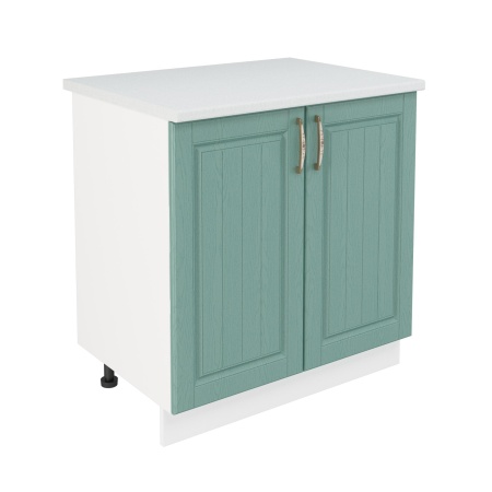 Шкаф нижний ШН 800 Корпус: ЛДСП белый 16мм; фасад: фрезеровка Лондон, МДФ дуб изумруд 16мм