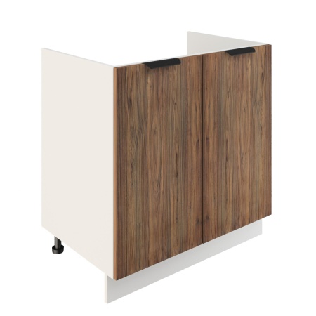 Шкаф нижний под мойку ШНМ 800 Корпус: ЛДСП белый 16мм; фасад: фрезеровка Норд, МДФ орех канадский 16 мм