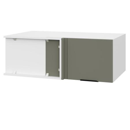 Шкаф верхний угловой антресоль ШВУА 1000 Корпус: ЛДСП белый 16мм; фасад: фрезеровка Норд, МДФ софт лайт хаки 16 мм