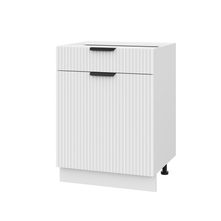 Шкаф нижний с ящиком ШН1Я 600 Корпус: ЛДСП белый 16мм; фасад: фрезеровка Норд Line, МДФ софт пломбир 16 мм