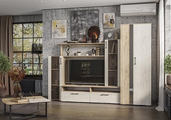 Модульная гостиная Эмма Дуб Крафт серый / Дуб Крафт белый