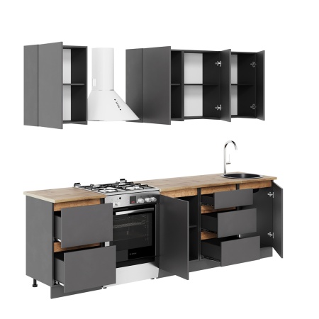 Кухня Айден 2,0 Серый графит / Серый графит