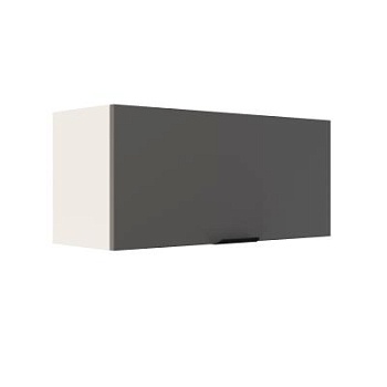 Шкаф верхний горизонтальный ШВГ 800 Корпус: ЛДСП белый 16мм; фасад: фрезеровка Норд, МДФ софт смок 16 мм