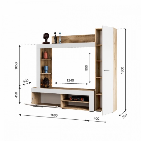 гостиная Николь Дуб крафт серый / Софт айвори