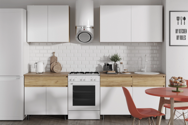 КВИК-СТЕП Кухня 2.0 м. Корпус - Дуб Крафт золотой К003  Фасад ЛДСП - Белый (Шагрень)