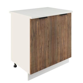 Шкаф нижний ШН 800 Корпус: ЛДСП белый 16мм; фасад: фрезеровка Норд, МДФ орех канадский 16 мм