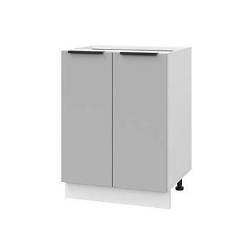 Шкаф нижний ШН 600 Корпус: ЛДСП белый 16мм; фасад: фрезеровка Оливия, ЛДСП серый софт 16 мм