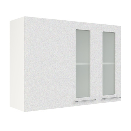 Шкаф верхний угловой со стеклом ШВУПС 1000 Корпус: ЛДСП белый 16мм; фасад: фрезеровка Олива, МДФ металлик белый 16мм Шкаф верхний угловой со стеклом ШВУПС 1000 Корпус: ЛДСП белый 16мм; фасад: фрезеровка Олива, МДФ металлик белый 16мм