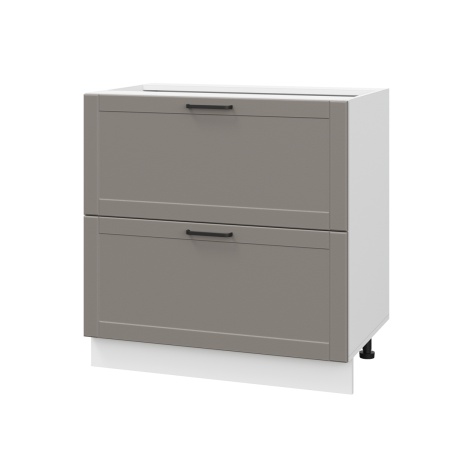 Шкаф нижний с ящиками ШНГ2Я 800 Корпус: ЛДСП белый 16мм; фасад: фрезеровка Диада, МДФ лофт кварц 16 мм