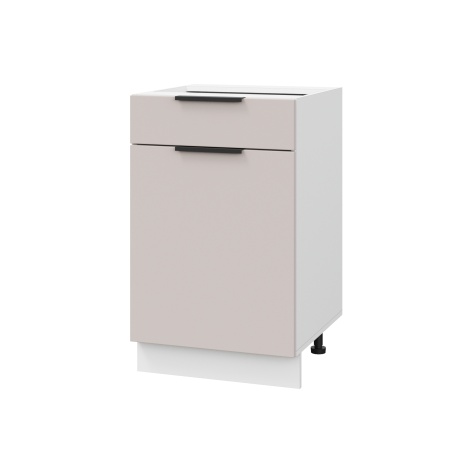 Шкаф нижний с ящиком ШН1Я 500 Корпус: ЛДСП белый 16мм; фасад: фрезеровка Оливия, МДФ сиена тауп 16 мм