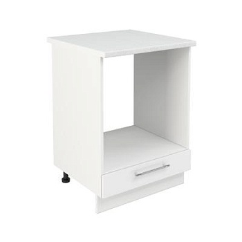 Шкаф нижний духовой ШНД 600 Корпус: ЛДСП белый 16мм; фасад: фрезеровка Олива, МДФ глянец белый 16мм