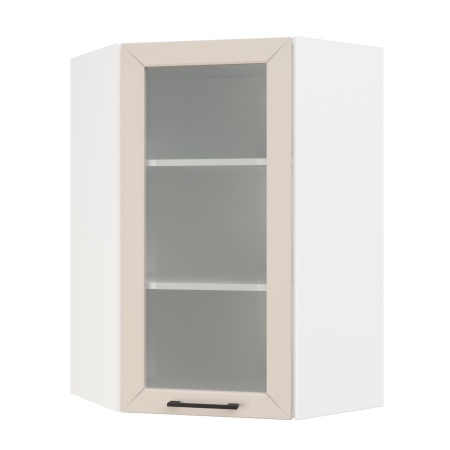 Шкаф верхний угловой (премьер)  ШВУС 600Н Корпус: ЛДСП белый 16мм; фасад: фрезеровка Кельн, МДФ софт айвори 16 мм Шкаф верхний угловой (премьер)  ШВУС 600Н Корпус: ЛДСП белый 16мм; фасад: фрезеровка Кельн, МДФ софт айвори 16 мм