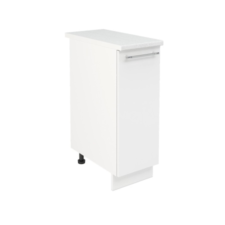 Шкаф нижний ШН 300 Корпус: ЛДСП белый 16мм; фасад: фрезеровка Олива, МДФ глянец белый 16мм