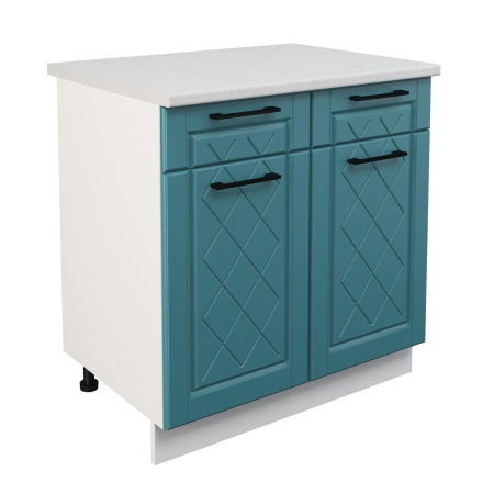 Шкаф нижний с ящиками ШН2Я 800 Корпус: ЛДСП белый 16мм; фасад: фрезеровка Барселона, МДФ морское дерево 16мм