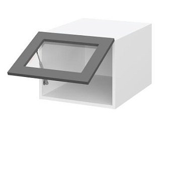 Шкаф верхний со стеклом антресоль ШВСА 450 Корпус: ЛДСП белый 16мм; фасад: фрезеровка Кельн, МДФ софт карамель 16 мм