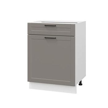 Шкаф нижний с ящиком ШН1Я 600 Корпус: ЛДСП белый 16мм; фасад: фрезеровка Диада, МДФ лофт кварц 16 мм