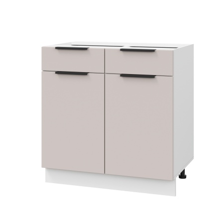 Шкаф нижний с ящиками ШН2Я 800 Корпус: ЛДСП белый 16мм; фасад: фрезеровка Оливия, МДФ сиена тауп 16 мм