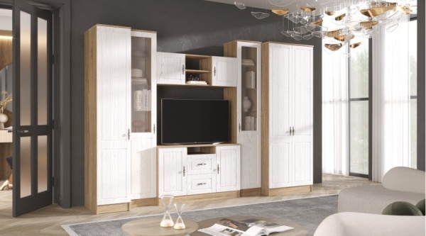 Модульная гостиная Виктория Дуб сонома / Белое дерево