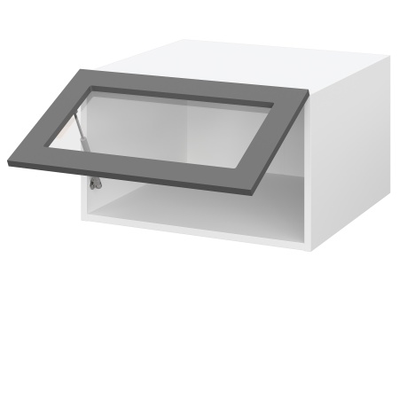 Шкаф верхний  антресоль со стеклом ШВСА 500 Барселона белый массив (МДФ 16мм МС София)