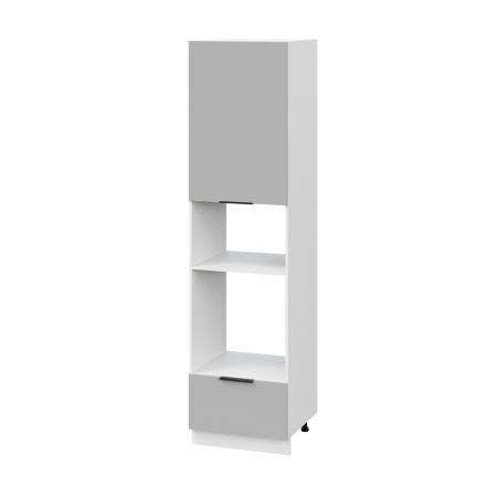 Пенал (премьер) ПДМ600Н-11Я Корпус: ЛДСП белый 16мм; фасад: фрезеровка Оливия, ЛДСП серый софт 16 мм