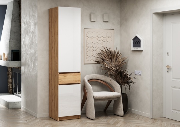 мс для прихожей Стоуби ШК-500 Дуб Крафт золотой / Глянец белый