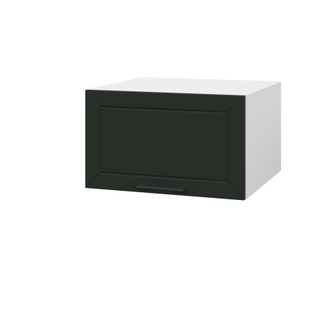 Шкаф верхний  антресоль ШВА 600 Корпус: ЛДСП белый 16мм; фасад: фрезеровка Кельн, МДФ софт пихтовый зеленый 16 мм