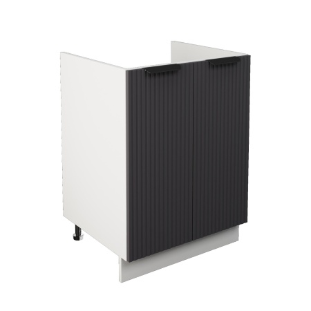 Шкаф нижний под мойку ШНМ 600 Корпус: ЛДСП белый 16мм; фасад: фрезеровка Норд Line, МДФ софт смок 16 мм