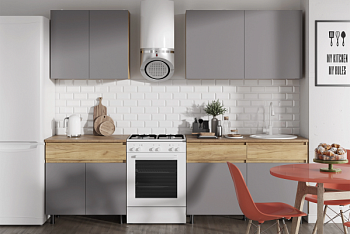 КВИК-СТЕП Кухня 2.0 м. Корпус - Дуб Крафт золотой К003  Фасад ЛДСП - Серый Шифер КВИК-СТЕП Кухня 2.0 м. Корпус - Дуб Крафт золотой К003  Фасад ЛДСП - Серый Шифер